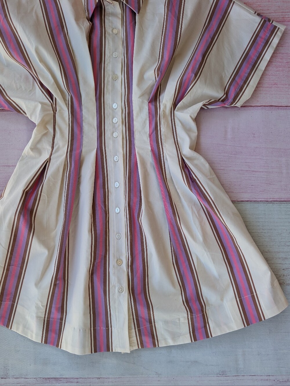 Anthropologie Exquise The Tobie Button-Front Shirt Dress Mini Pink Small - Picture 7 of 13